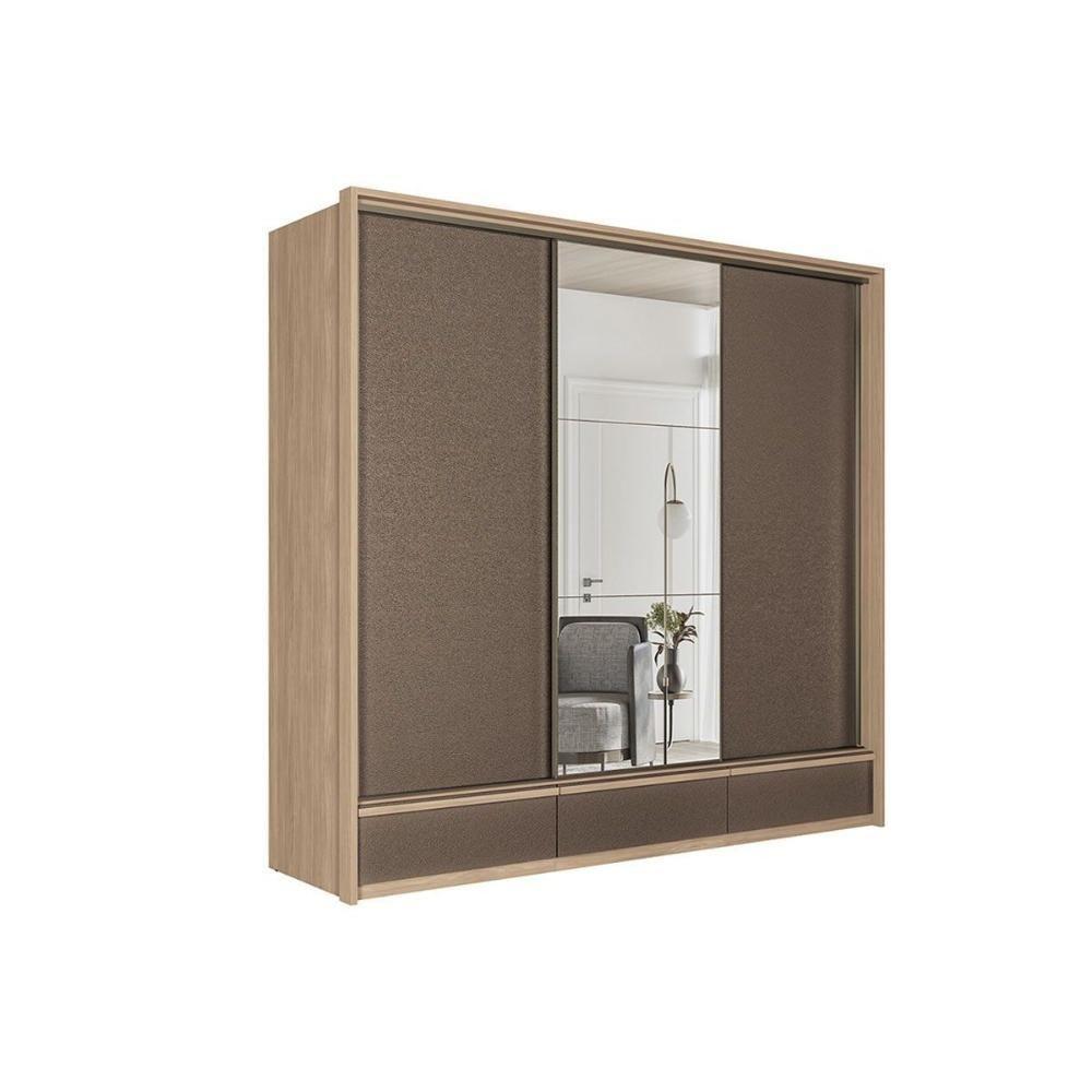 Guarda Roupa Casal 3 Portas De Correr (1 C/ Espelho) E 5 Gavetas Milan Wood/terracota - Santos Andirá - 9