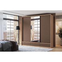 Guarda Roupa Casal 3 Portas De Correr (1 C/ Espelho) E 5 Gavetas Milan Wood/terracota - Santos Andirá - 1