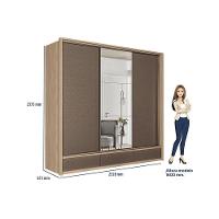 Guarda Roupa Casal 3 Portas De Correr (1 C/ Espelho) E 5 Gavetas Milan Wood/terracota - Santos Andirá - 6