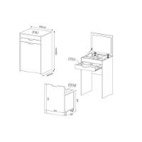 Penteadeira Com Puff E Espelho Cr35020 Branco/Preto