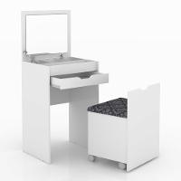 Penteadeira Com Puff E Espelho Cr35020 Branco/Preto - 5