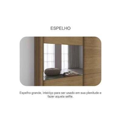 Guarda Roupa Casal Belmonte-Brusque 2 Portas de Correr 6 Gavetas Neve MDF com Espelho