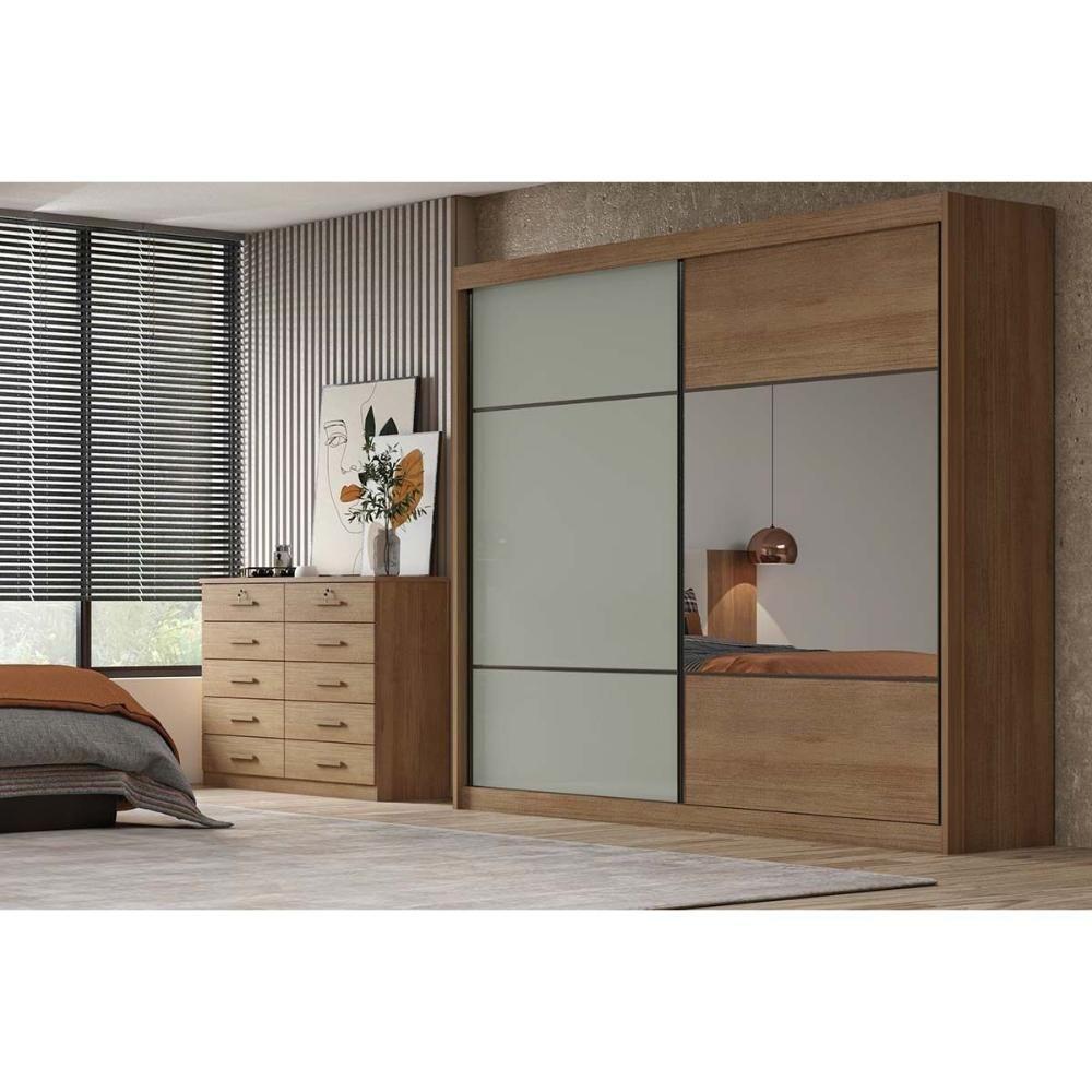 Guarda Roupa Casal 2 Portas E 4 Gavetas Belmonte/brusque Cumaru/fendi 25 - Novo Horizonte - 1