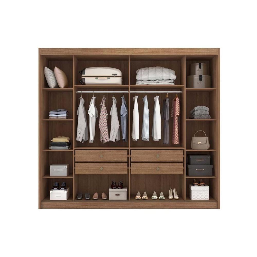 Guarda Roupa Casal 2 Portas E 4 Gavetas Belmonte/brusque Cumaru/fendi 25 - Novo Horizonte - 3