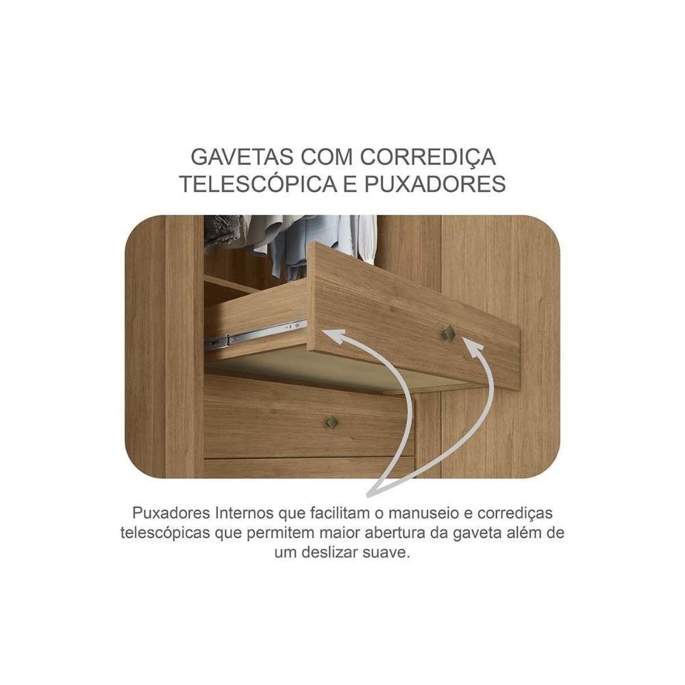 Guarda Roupa Casal 2 Portas E 4 Gavetas Belmonte/brusque Cumaru/fendi 25 - Novo Horizonte - 7