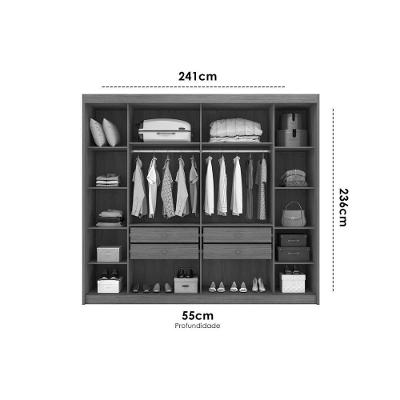 Guarda Roupa Casal Belmonte-Brusque 2 Portas de Correr 4 Gavetas Neve Novo Horizonte