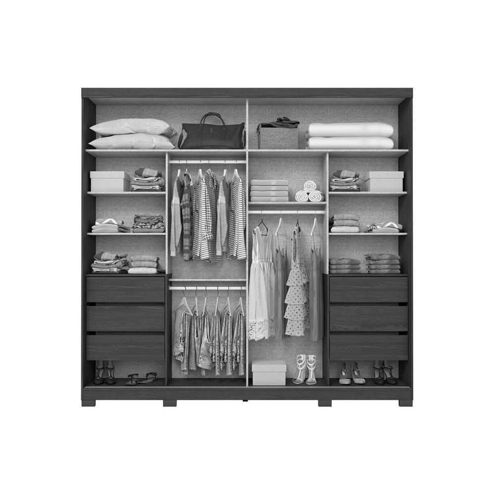 Guarda Roupa Casal 2 Portas De Correr E 6 Gavetas C/ Pés Cayman Nature - Henn - 3