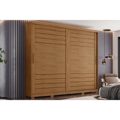 Guarda Roupa Casal 2 Portas De Correr E 6 Gavetas C/ Pés Cayman Nature - Henn