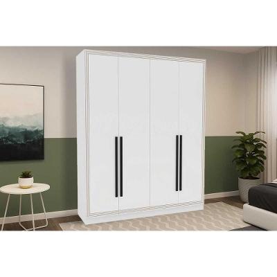 Guarda Roupa Casal 4 Portas E 4 Gavetas Valência Branco - Politorno
