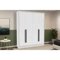 Guarda Roupa Casal 4 Portas E 4 Gavetas Valência Branco - Politorno - 1
