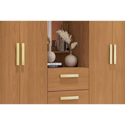 Guarda Roupa Casal R591 5 Portas de Bater 2 Gavetas Canela-Off White Kappesberg