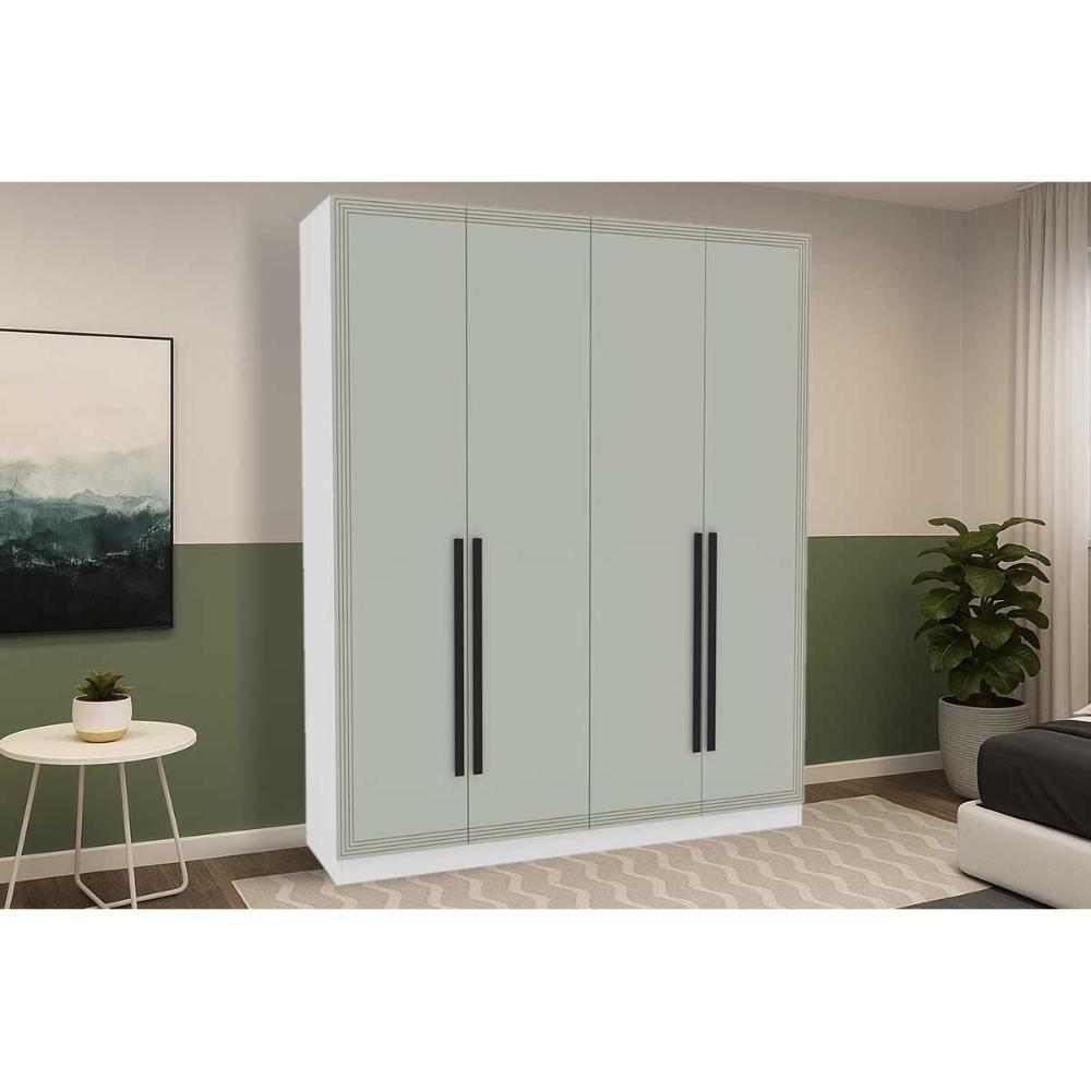 Guarda Roupa Casal 4 Portas E 4 Gavetas Valência Branco/verde - Politorno - 1