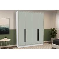 Guarda Roupa Casal 4 Portas E 4 Gavetas Valência Branco/verde - Politorno - 1