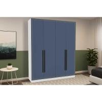 Guarda Roupa Casal 4 Portas E 4 Gavetas Valência Branco/azul - Politorno - 1