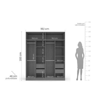 Guarda Roupa Casal Lisboa 4 Portas de Bater 4 Gavetas Freijo-creme Politorno
