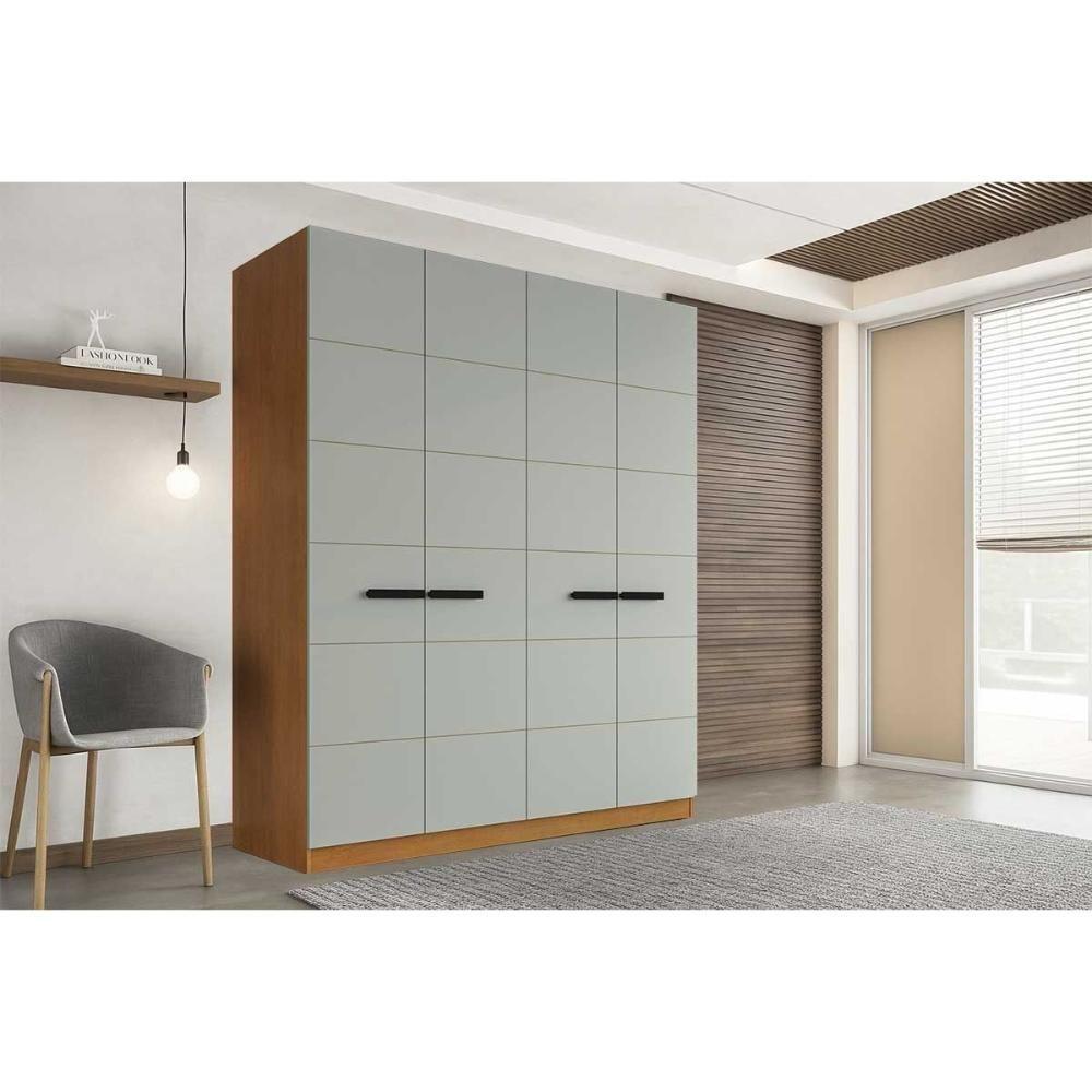 Guarda Roupa Casal 4 Portas E 4 Gavetas Lisboa Freijo/verde - Politorno - 1