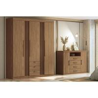 Guarda Roupa Casal 4 Portas E 4 Gavetas Aurora 4.4 Jatobá - Santos Andirá - 1