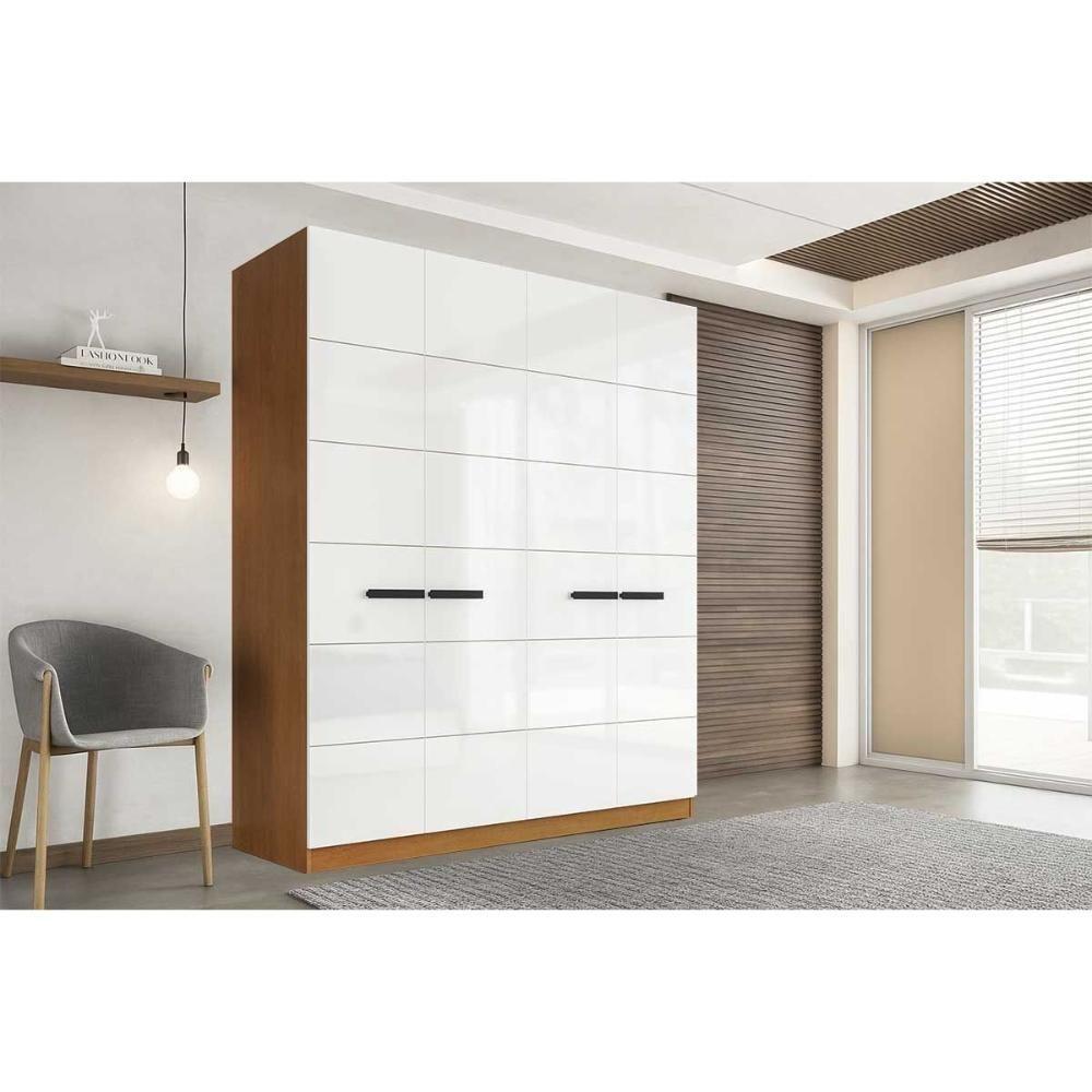 Guarda Roupa Casal 4 Portas E 4 Gavetas Lisboa Freijo/branco - Politorno - 1