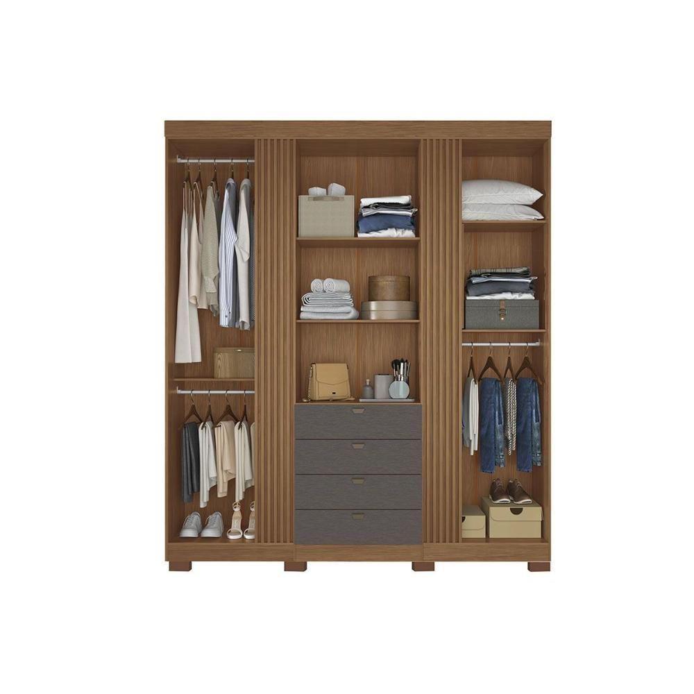 Guarda Roupa Casal 4 Portas E 4 Gavetas C/ Pés Aurora 4.4 Jatobá - Santos Andirá - 5