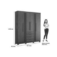 Guarda Roupa Casal 4 Portas E 4 Gavetas C/ Pés Aurora 4.4 Jatobá - Santos Andirá