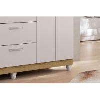 Guarda Roupa Casal 4 Portas E 3 Gavetas C/ 1 Espelho Clapton Freijo/off White - Caemmun - 2