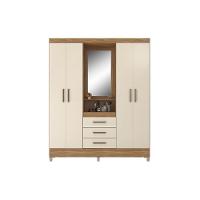 Guarda Roupa Casal 4 Portas E 3 Gavetas C/ 1 Espelho Capelinha Persia Amendola/off White - Demóbile - 1