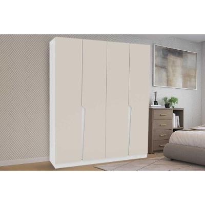 Guarda Roupa Casal Porto 4 Portas de Bater 4 Gavetas Branco-creme MDF-MDP Politorno