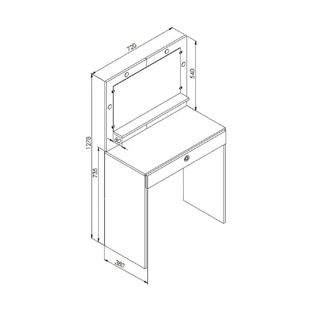 Penteadeira Com 1 Gaveta E Leds Multimóveis Cr35102 Branca - 2