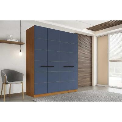 Guarda Roupa Casal Lisboa 4 Portas de Bater 4 Gavetas Freijo-azul Politorno