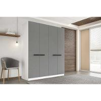 Guarda Roupa Casal 4 Portas E 4 Gavetas Lisboa Branco/cinza - Politorno - 1