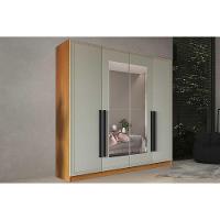 Guarda Roupa Casal 4 Portas (2 C/ Espelho) E 4 Gavetas Valência Freijo/verde - Politorno - 1