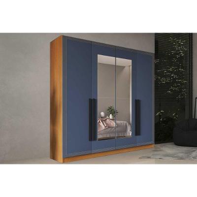 Guarda Roupa Casal Valência 4 Portas de Bater 4 Gavetas Freijo-azul Politorno