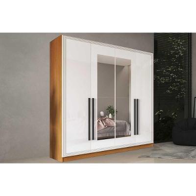 Guarda Roupa Casal 4 Portas (2 C/ Espelho) E 4 Gavetas Valência Freijo/branco - Politorno
