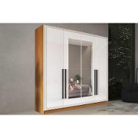 Guarda Roupa Casal 4 Portas (2 C/ Espelho) E 4 Gavetas Valência Freijo/branco - Politorno - 1