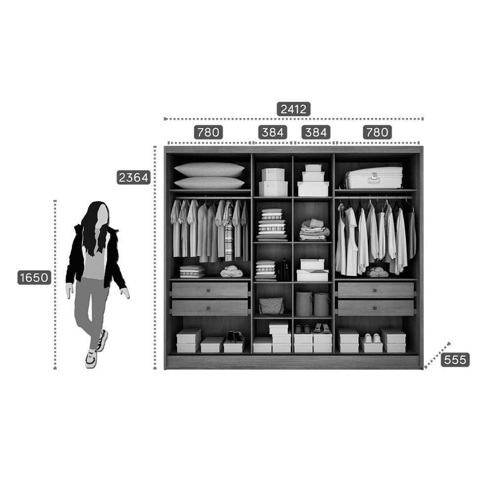 Guarda Roupa Casal 3 Portas E 4 Gavetas Diamond/londres Plus Cumaru/fendi 25 - Novo Horizonte - 2