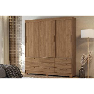 Guarda Roupa Casal Morretes 3.9 3 Portas de Correr 9 Gavetas Blush Jatobá MDP
