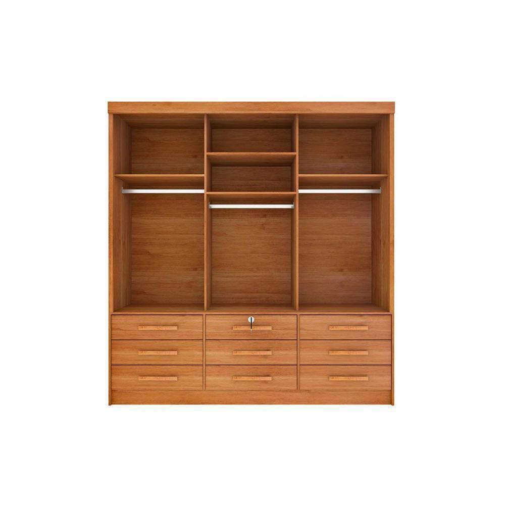 Guarda Roupa Casal 3 Portas De Correr E 9 Gavetas Chicago Cinamomo/off White - Tcil Móveis - 5