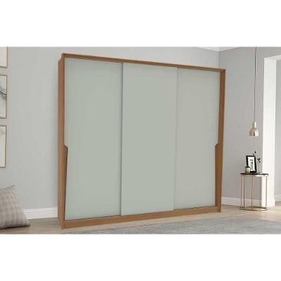 Guarda Roupa Casal 3 Portas De Correr E 4 Gavetas Porto Freijo/verde - Politorno