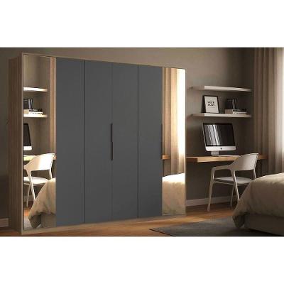 Guarda Roupa Casal 6 Portas (2 C/ Espelho) E 6 Gavetas Atrice Amendola/grafito - Demóbile