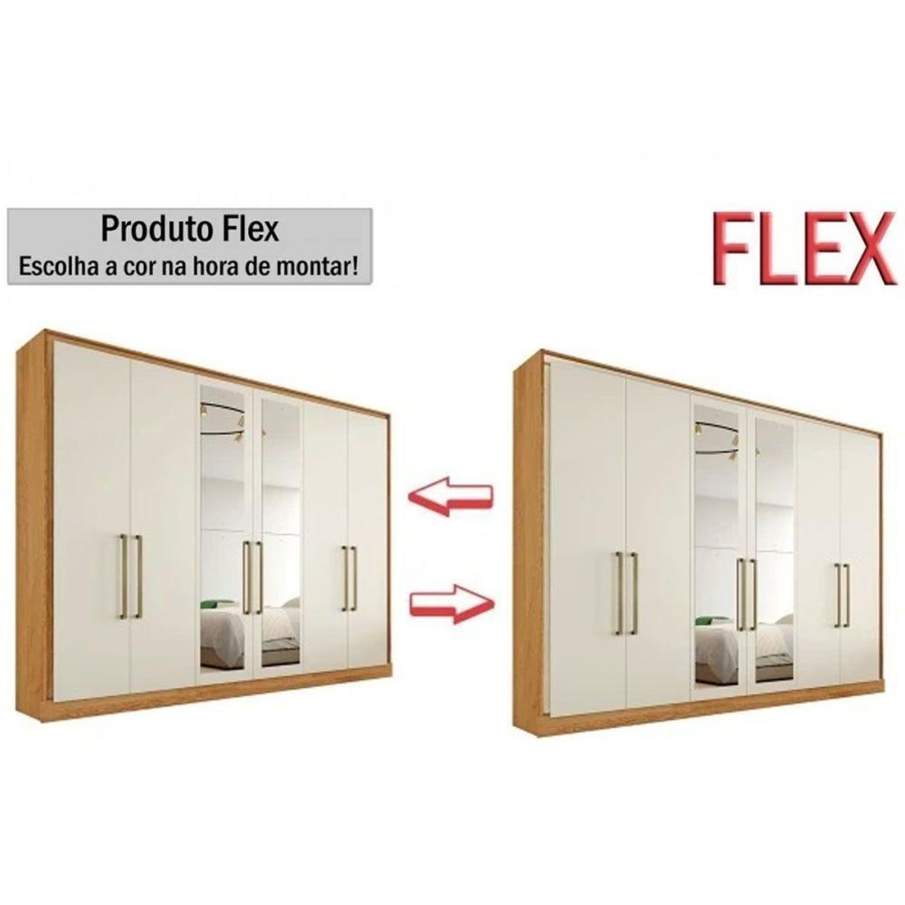 Guarda Roupa Casal 6 Portas (2 C/ Espelho) E 6 Gavetas Argos Peroba/off White - Europa - 2