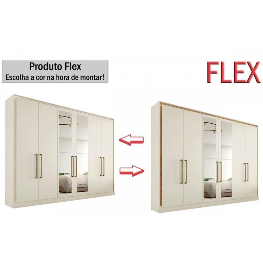 Guarda Roupa Casal 6 Portas (2 C/ Espelho) E 6 Gavetas Argos Peroba/off White - Europa - 3