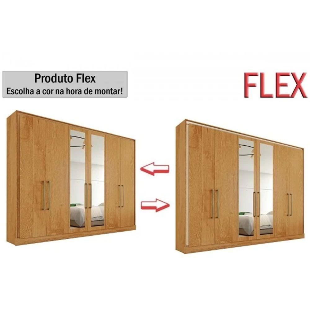 Guarda Roupa Casal 6 Portas (2 C/ Espelho) E 6 Gavetas Argos Peroba/off White - Europa - 4