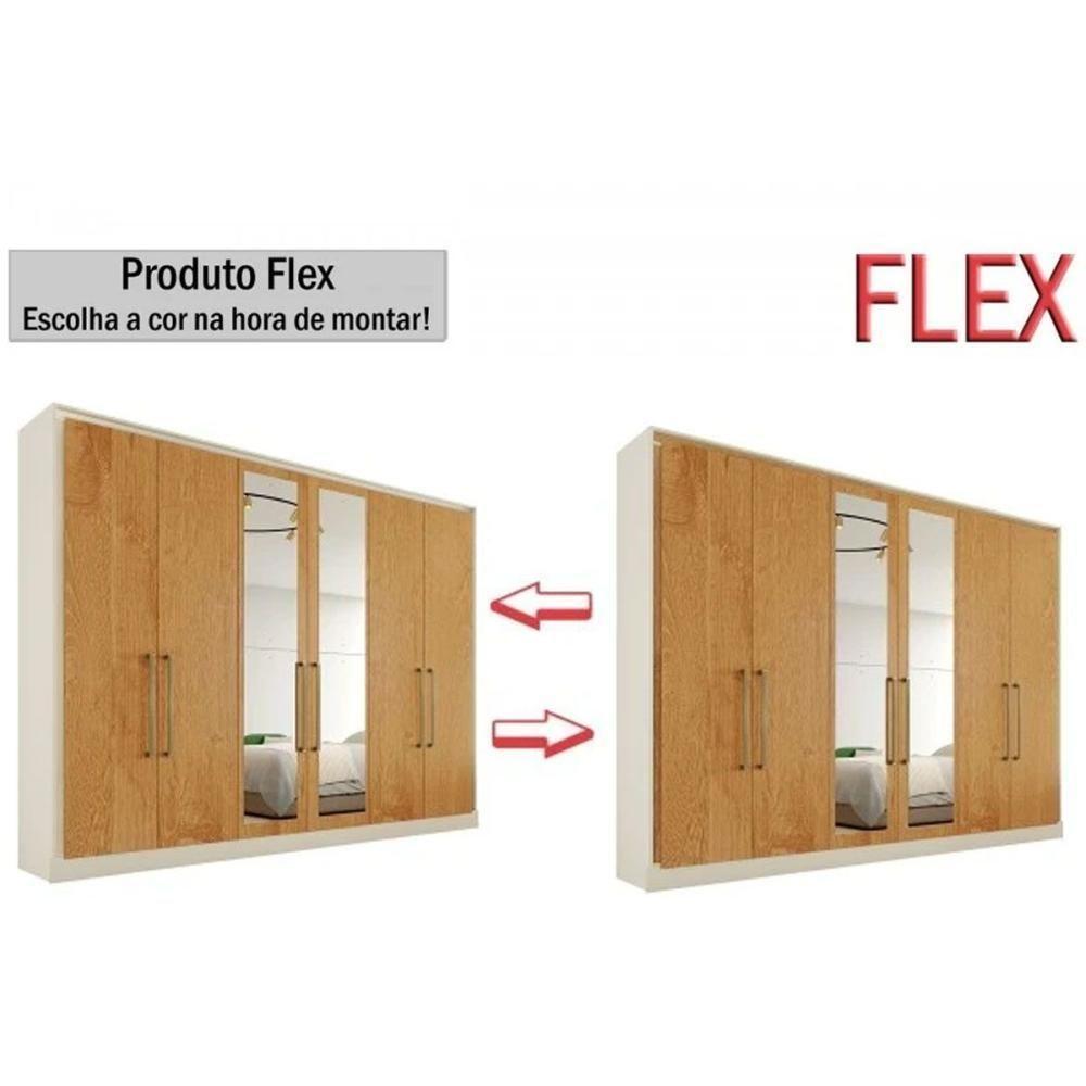 Guarda Roupa Casal 6 Portas (2 C/ Espelho) E 6 Gavetas Argos Peroba/off White - Europa - 5