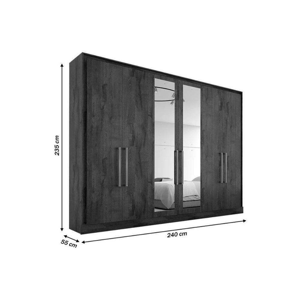 Guarda Roupa Casal 6 Portas (2 C/ Espelho) E 6 Gavetas Argos Peroba/off White - Europa - 7