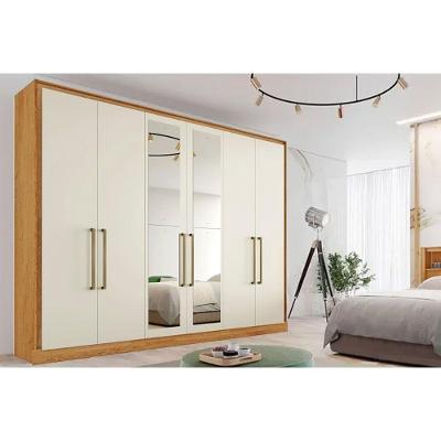 Guarda Roupa Casal 6 Portas (2 C/ Espelho) E 6 Gavetas Argos Peroba/off White - Europa