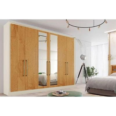 Guarda Roupa Casal 6 Portas (2 C/ Espelho) E 6 Gavetas Argos Off White/peroba - Europa