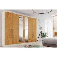 Guarda Roupa Casal 6 Portas (2 C/ Espelho) E 6 Gavetas Argos Off White/peroba - Europa - 1