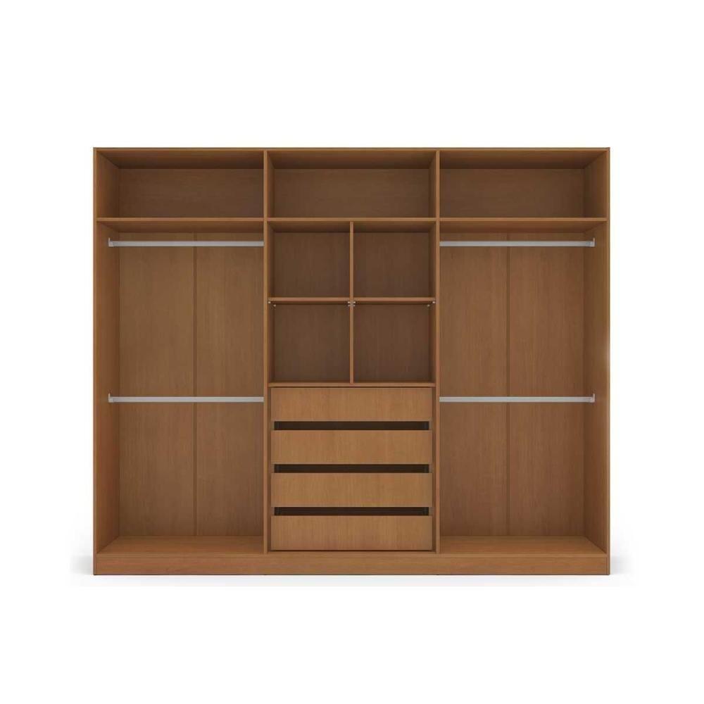 Guarda Roupa Casal 6 Portas (2 C/ Espelho) E 4 Gavetas Valência Branco/verde - Politorno - 3