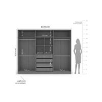 Guarda Roupa Casal 6 Portas (2 C/ Espelho) E 4 Gavetas Valência Branco - Politorno - 2