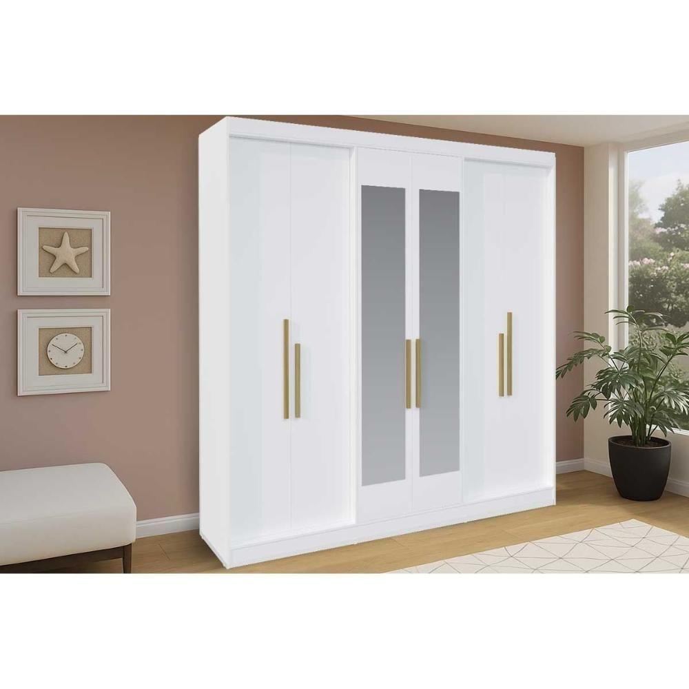 Guarda Roupa Casal 6 Portas (2 C/ Espelho) E 4 Gavetas Ph 18041 Branco - Herval - 1